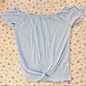 super comfy baby blue & white striped blouse